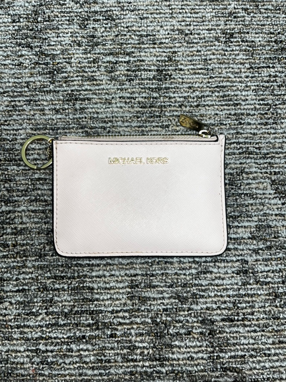 Michael Kors Light Pink Saffiano Leather Zip Card Pouch